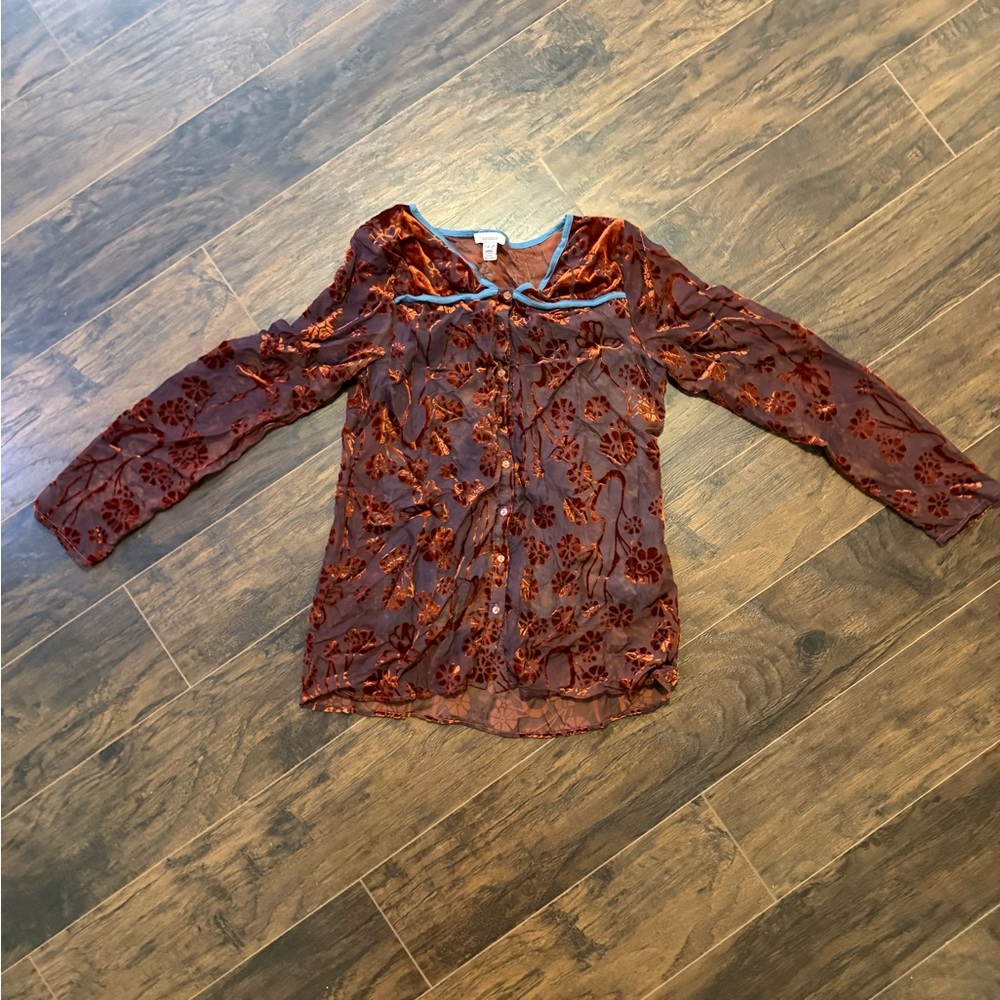 Sundance Floral Velvet Blouse in Rich Brown
